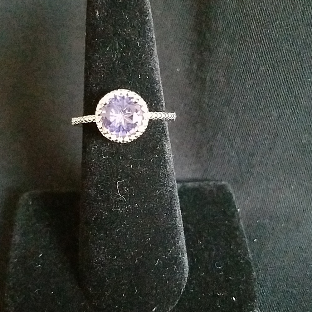 Amethyst white topaz sterling silver ring - Picture 1 of 2